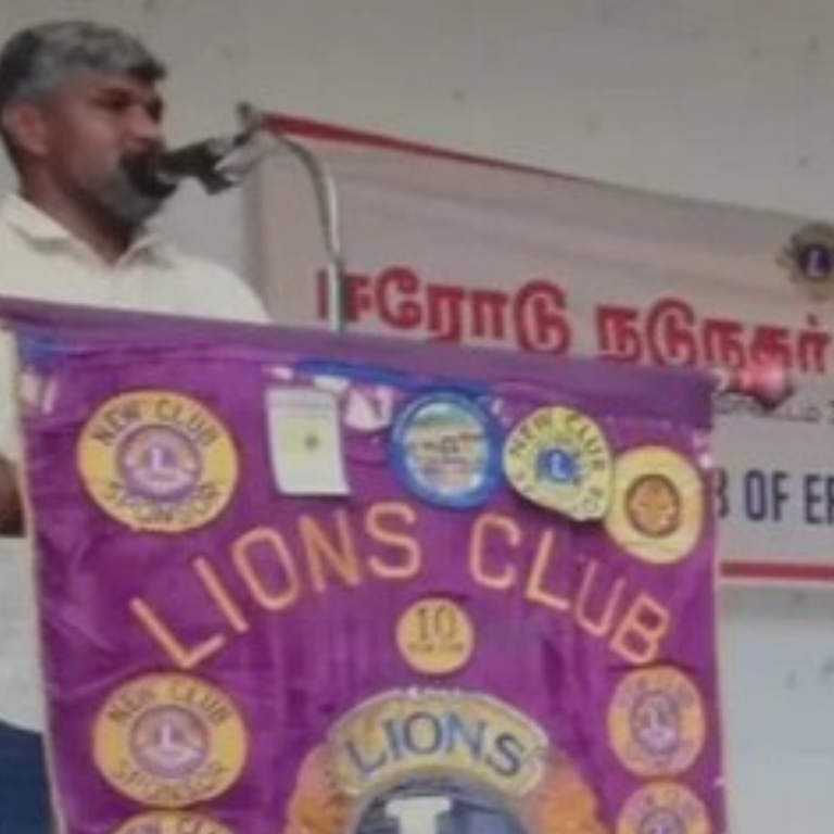 Mr.Karthi addressing Mid town erode lions club